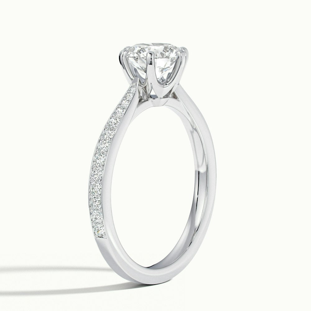1.0 Carats Lab Grown Diamond Round Shape E-VS1 Pave Engagement Ring