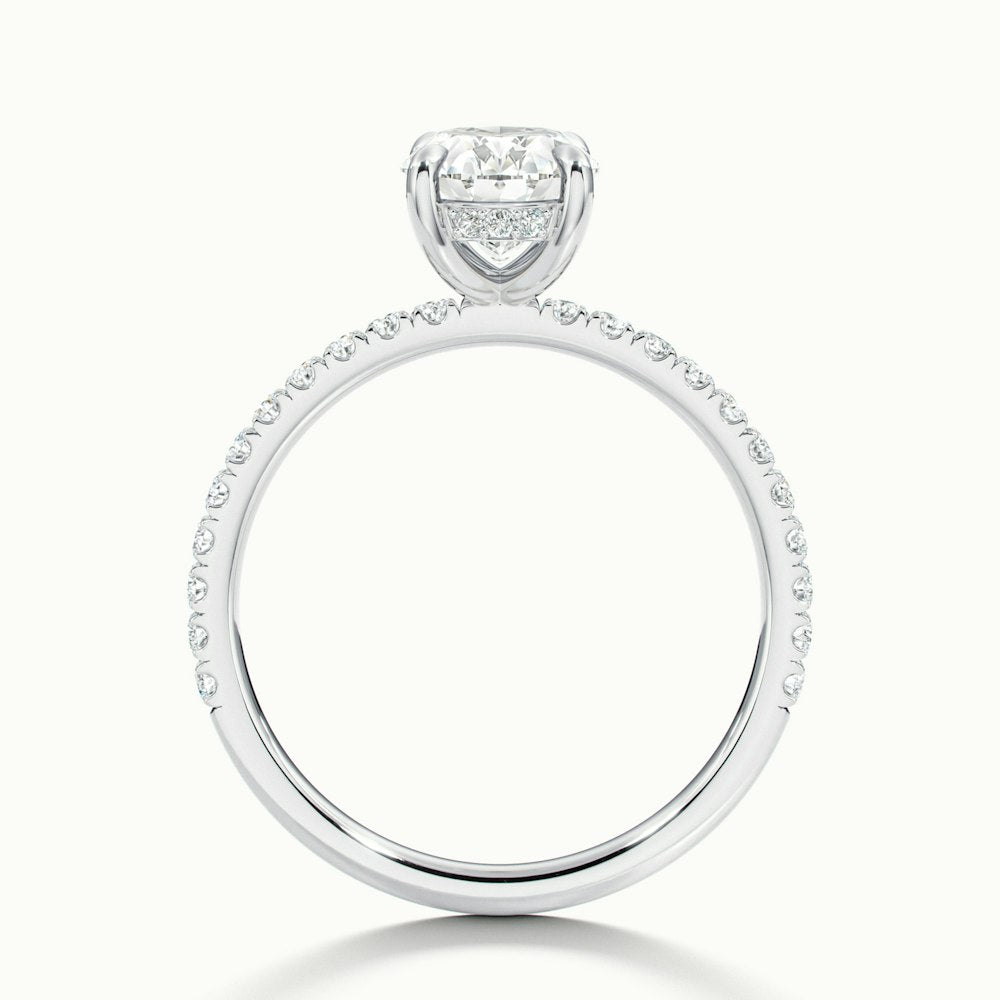 0.80 Carats Lab Grown Diamond Oval Shape E-VS1 Hidden Halo & Pave Engagement Ring
