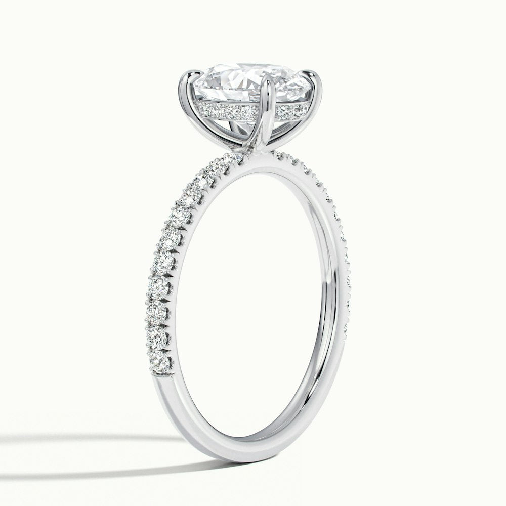 0.80 Carats Lab Grown Diamond Oval Shape E-VS1 Hidden Halo & Pave Engagement Ring