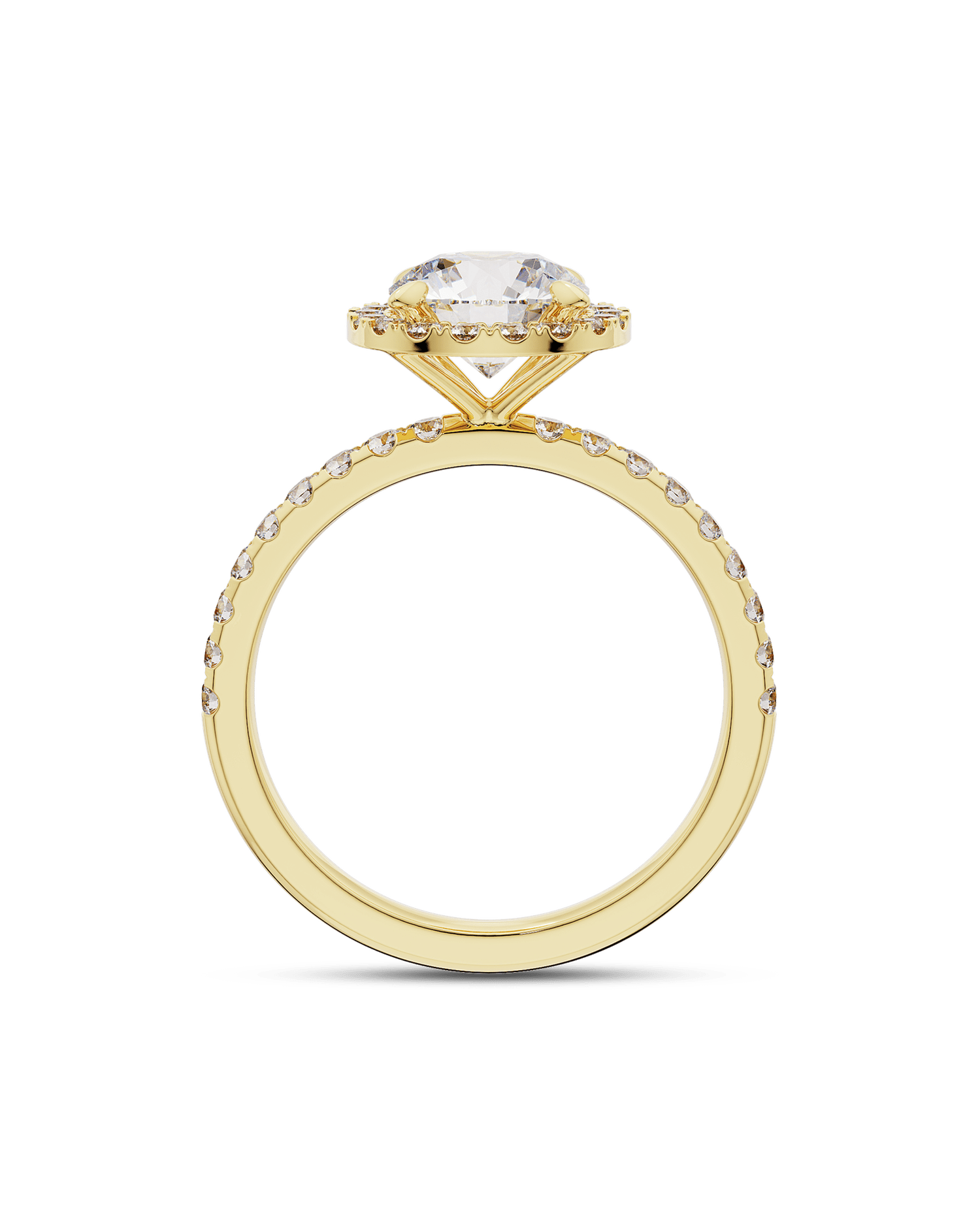 2.0 Carats Round Shape Moissanite Halo & Pave Engagement Ring
