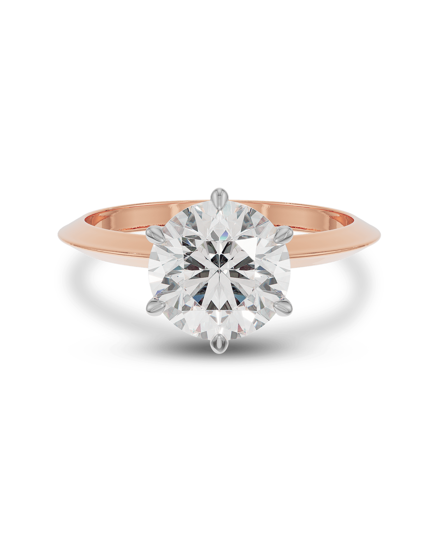 2.0 Carats Round Shape Moissanite Solitaire Engagement Ring