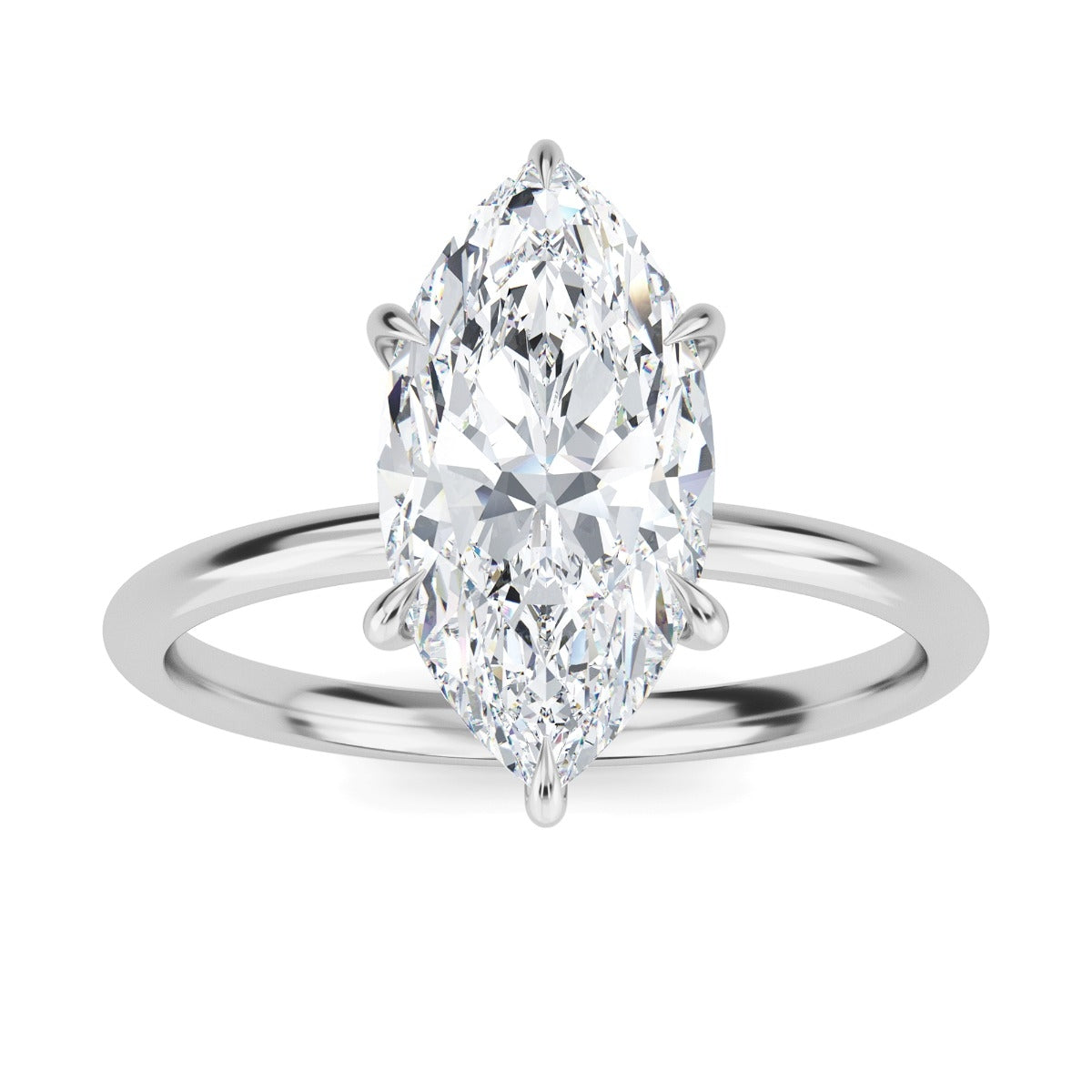 2.70 Carats Marquise Shape Moissanite Hidden Halo Engagement Ring