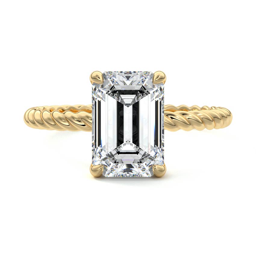 4.50 Carats Lab Grown Diamond Emerald Shape E-VS1 Hidden Halo Engagement Ring