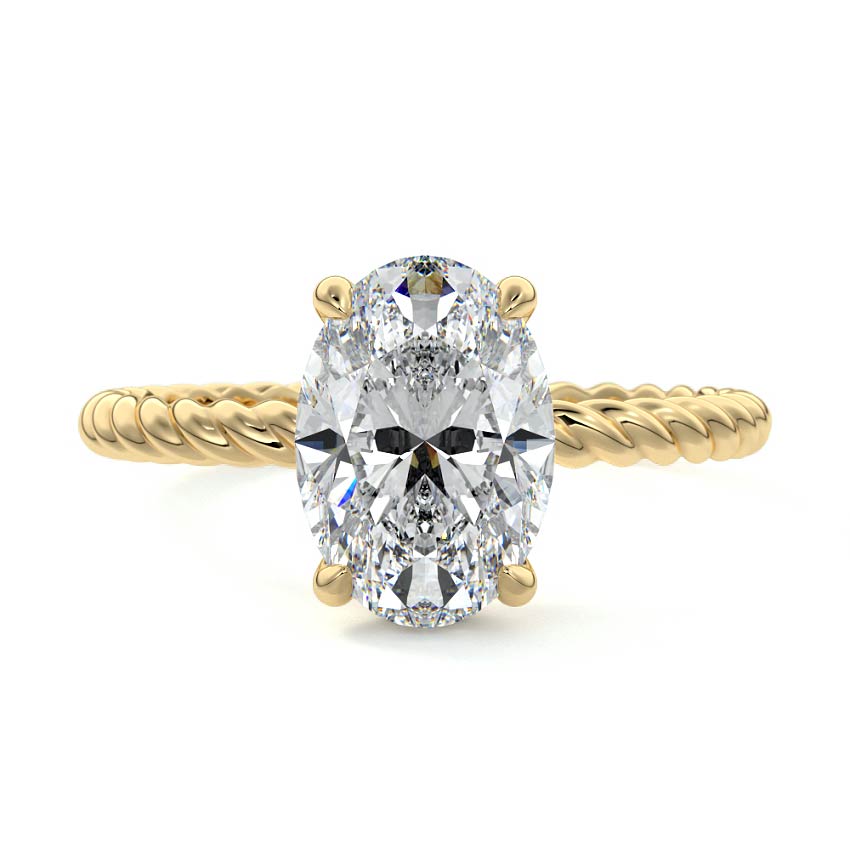 3.0 Carats Lab Grown Diamond Oval Shape E-VS1 Hidden Halo Engagement Ring