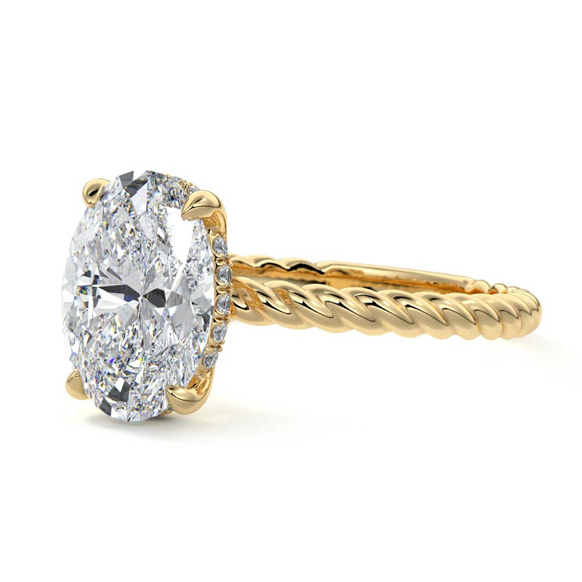 3.0 Carats Lab Grown Diamond Oval Shape E-VS1 Hidden Halo Engagement Ring