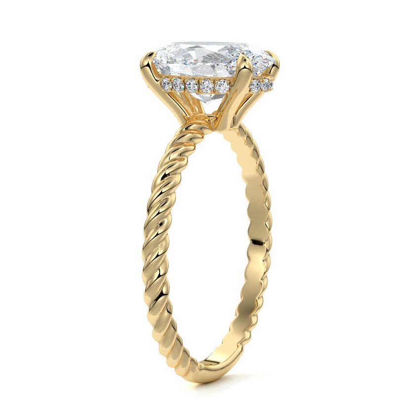 3.0 Carats Lab Grown Diamond Oval Shape E-VS1 Hidden Halo Engagement Ring