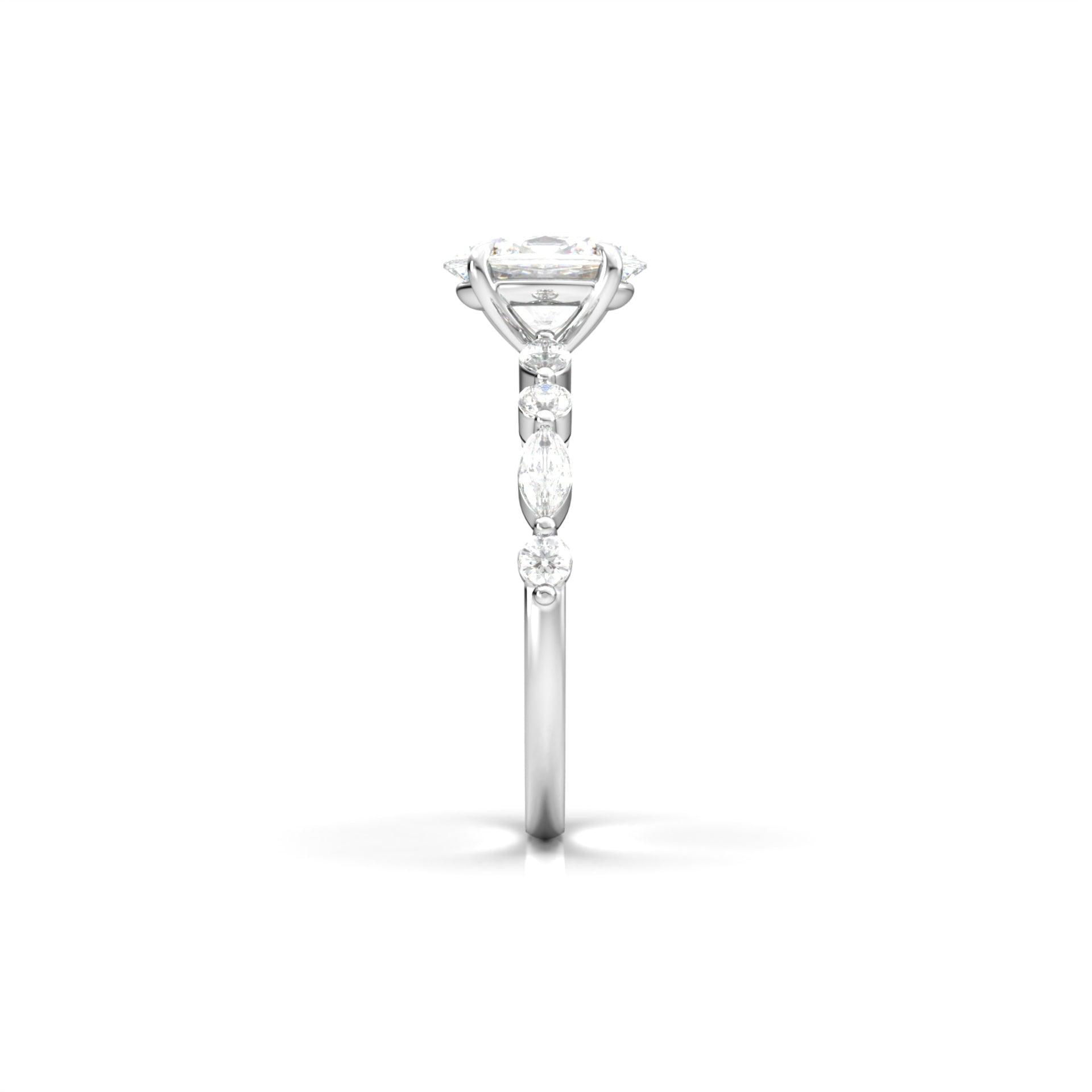 1.0 Carats Oval Shape Moissanite Pave Engagement Ring