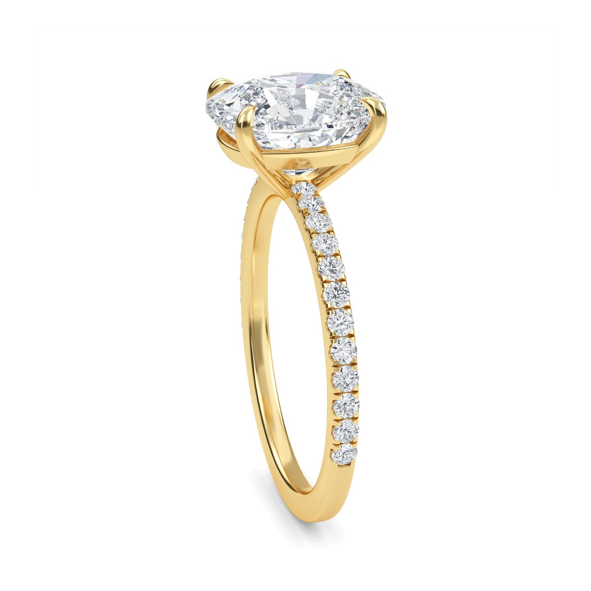 3.0 Carats Cushion Shape Moissanite Pave Engagement Ring