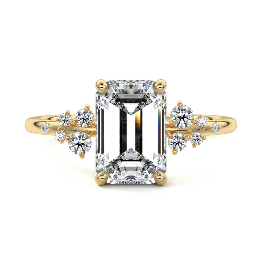 3.0 Carats Lab Grown Diamond Emerald Shape E-VS1 Cluster Engagement Ring
