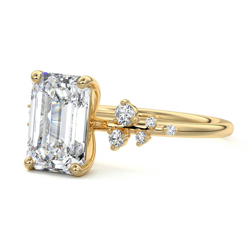 3.0 Carats Lab Grown Diamond Emerald Shape E-VS1 Cluster Engagement Ring