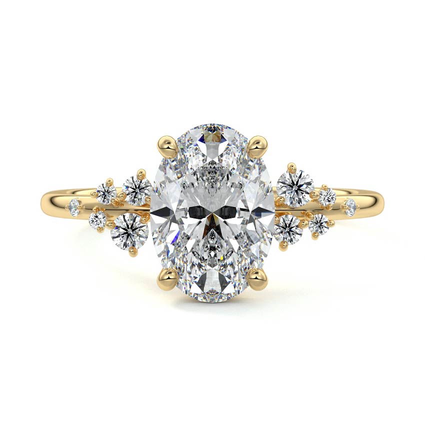 3.0 Carats Lab Grown Diamond Oval Shape F-VS1 Cluster Engagement Ring