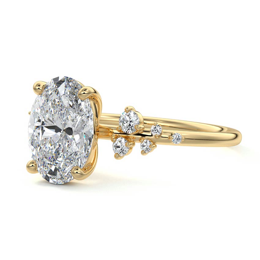 3.0 Carats Lab Grown Diamond Oval Shape F-VS1 Cluster Engagement Ring