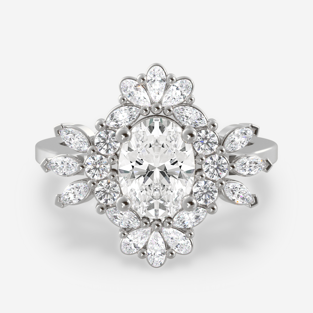 1.25 Carats Oval Shape Moissanite Vintage Engagement Ring