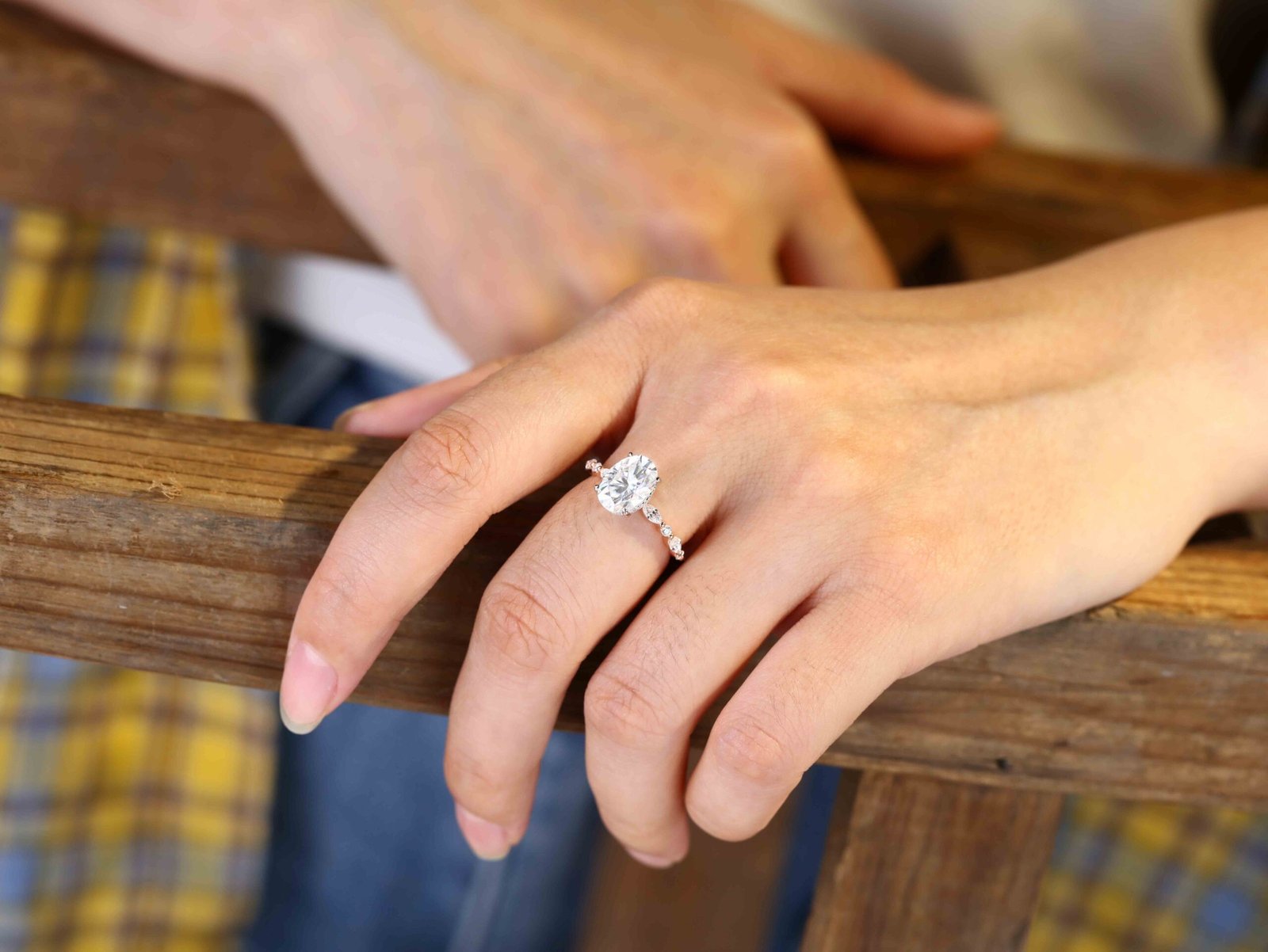 2.50 Carats Oval Shape Moissanite Hidden Halo & Pave Engagement Ring