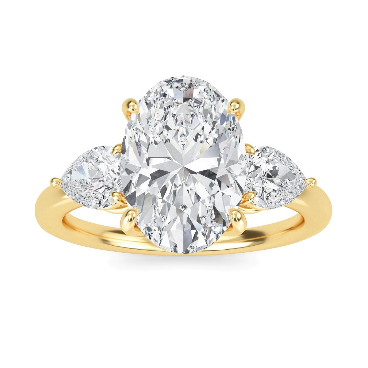 2.50 Carats Oval Shape Moissanite Three Stone Engagement Ring