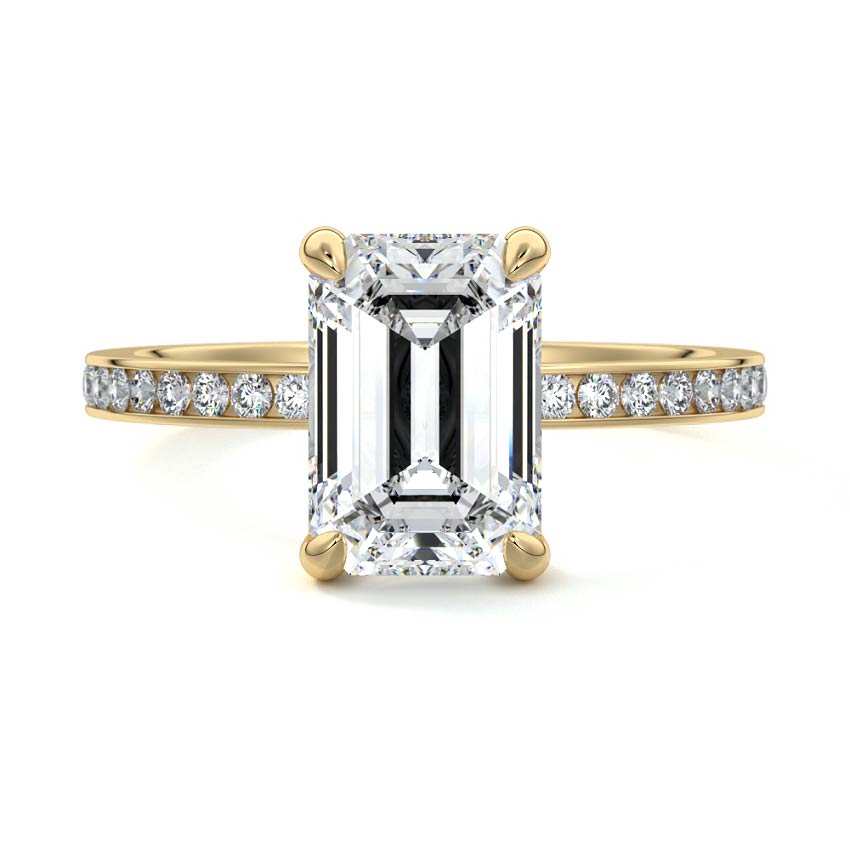 3.50 Carats Lab Grown Diamond Emerald Shape E-VS1 Channel Pave Engagement Ring