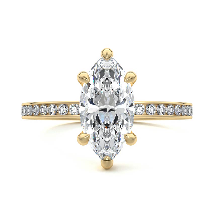 3.50 Carats Lab Grown Diamond Marquise Shape E-VS1 Pave Setting Engagement Ring