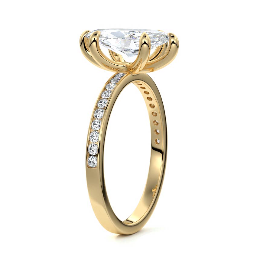 3.50 Carats Lab Grown Diamond Marquise Shape E-VS1 Pave Setting Engagement Ring