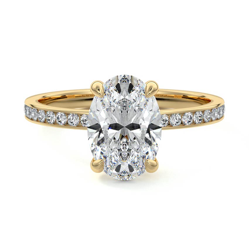 3.0 Carats Lab Grown Diamond Oval Shape E-VS1 Channel Pave Engagement Ring