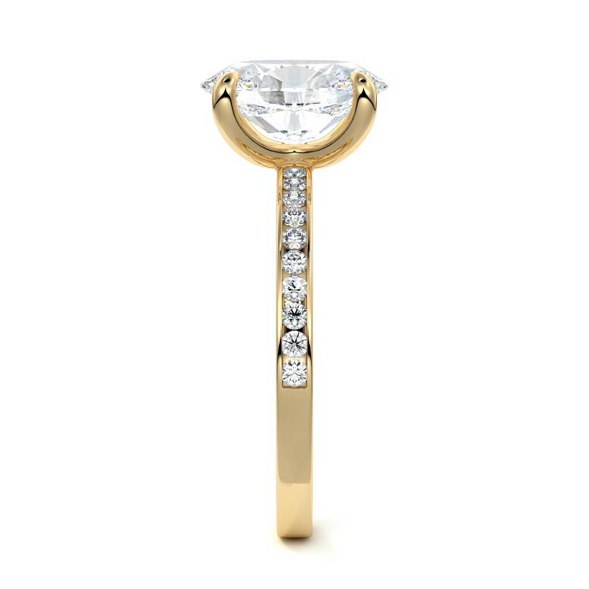 3.0 Carats Lab Grown Diamond Oval Shape E-VS1 Channel Pave Engagement Ring