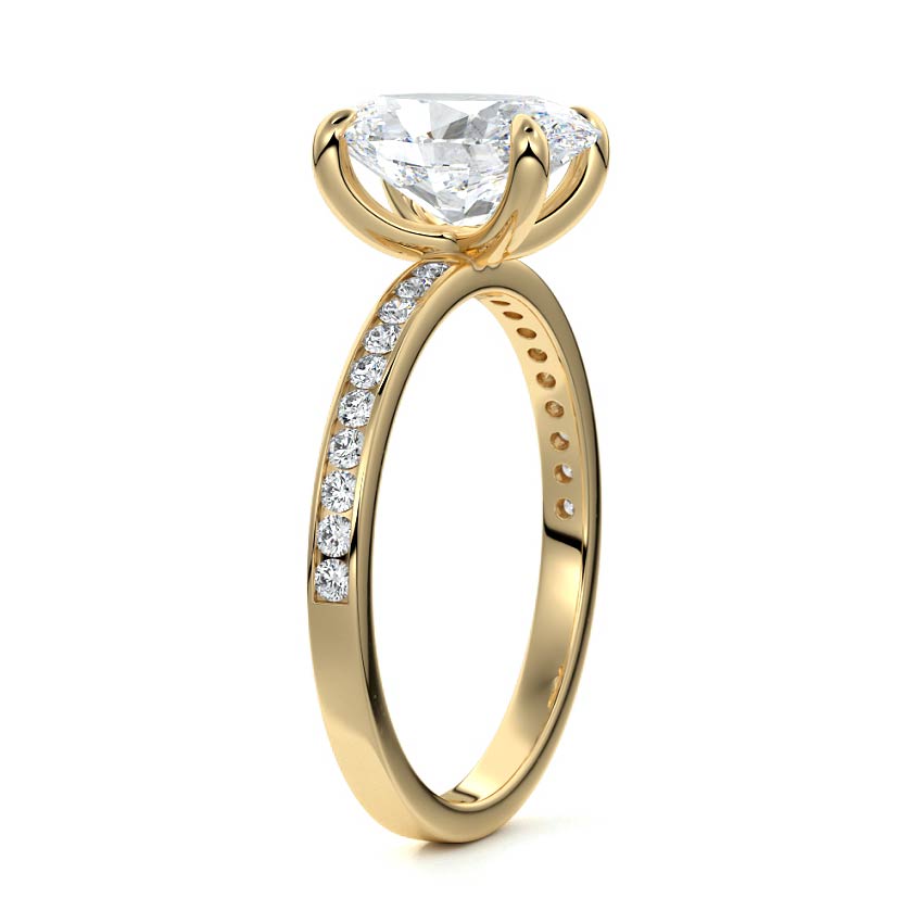 3.0 Carats Lab Grown Diamond Oval Shape E-VS1 Channel Pave Engagement Ring