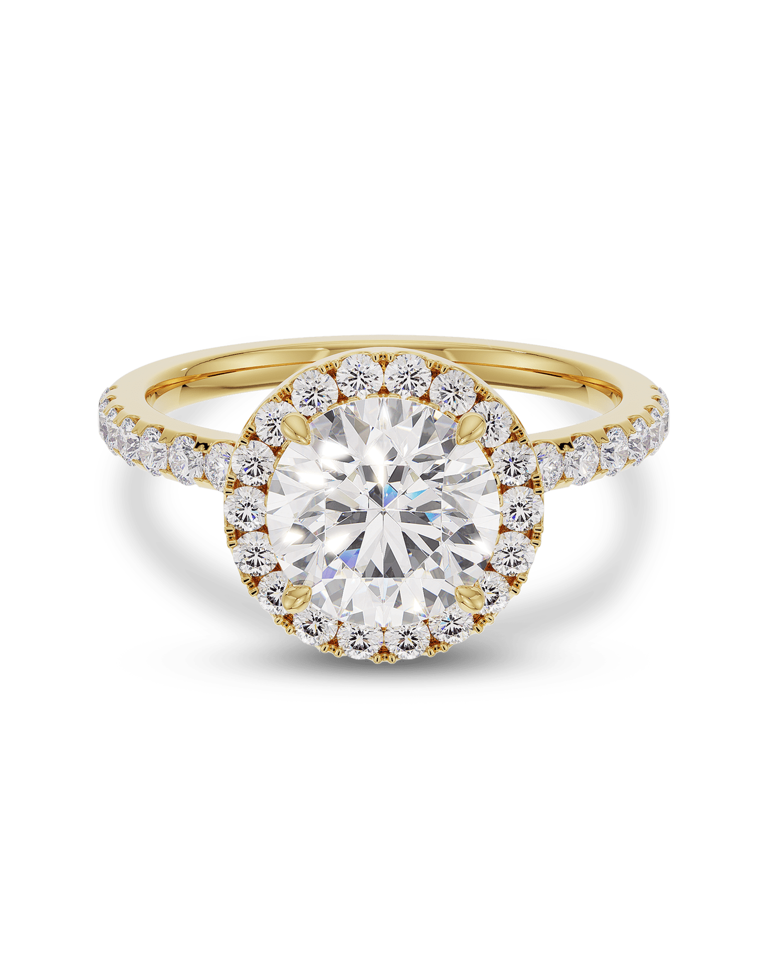 2.0 Carats Round Shape Moissanite Halo & Pave Engagement Ring