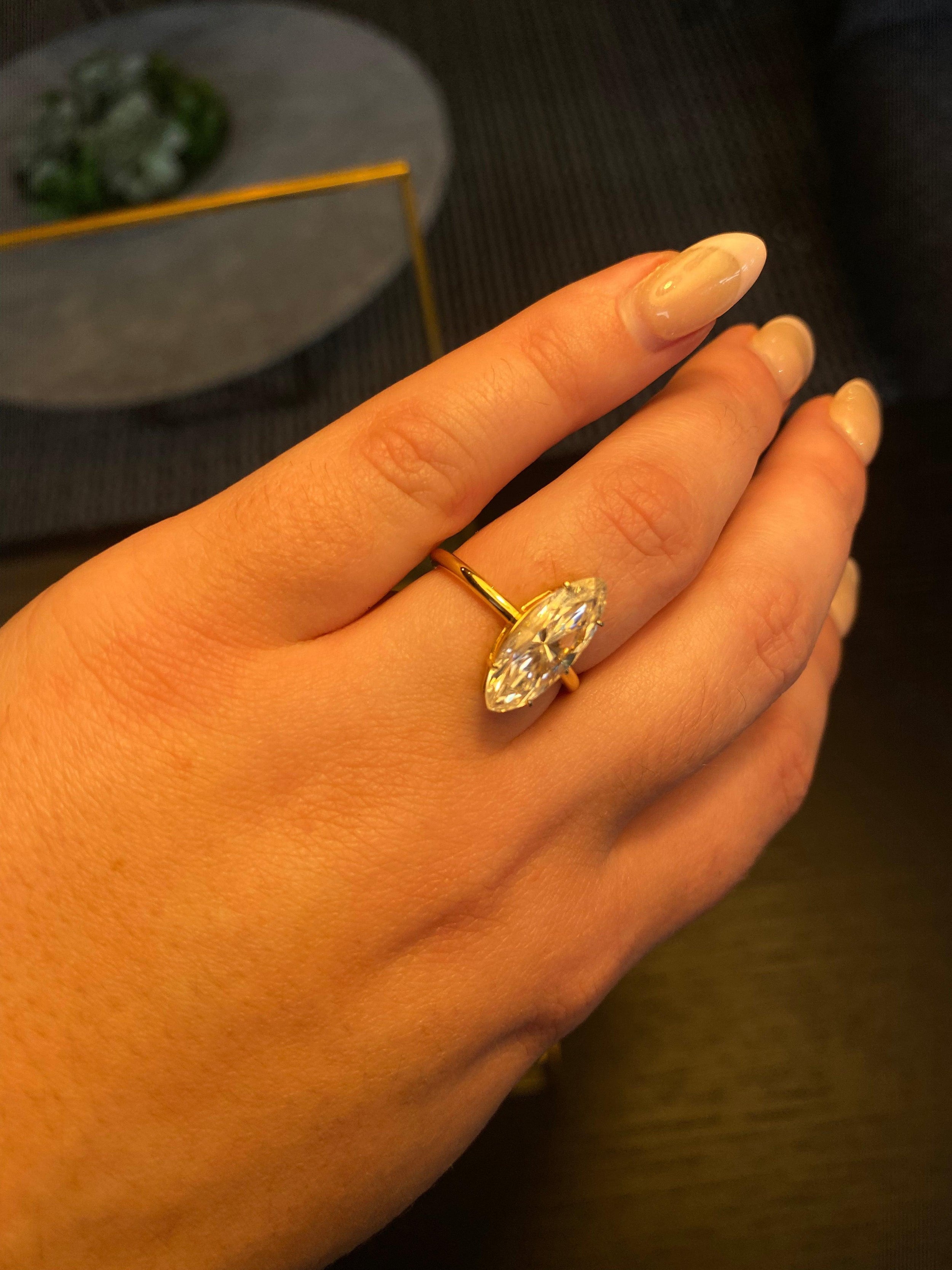 2.50 Carats Marquise Shape Moissanite Solitaire Engagement Ring