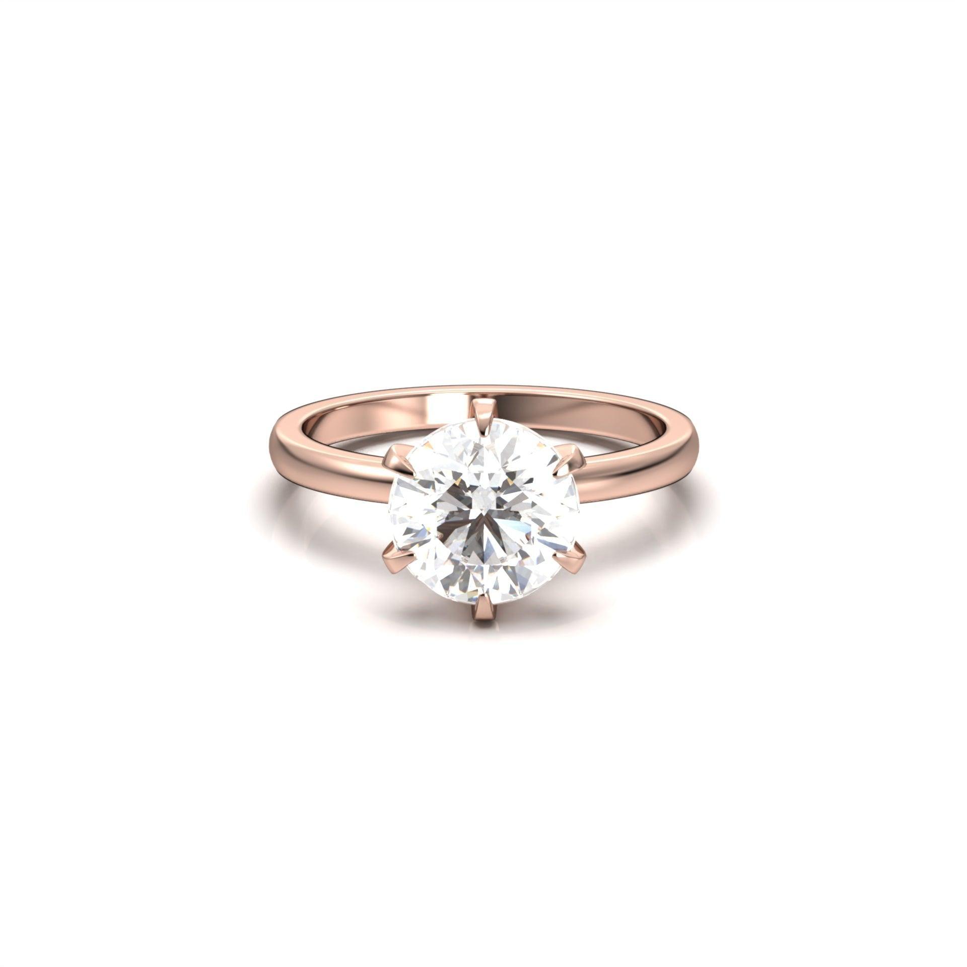 3.0 Carats Round Shape Moissanite Solitaire Engagement Ring