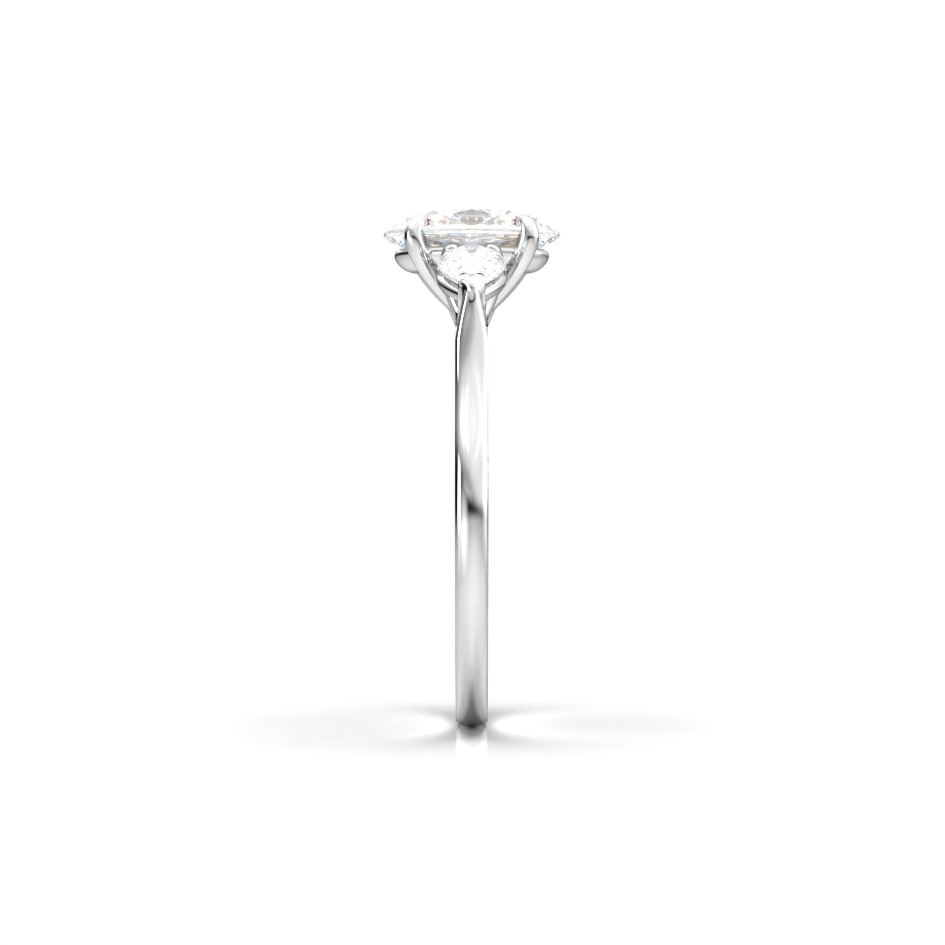 1.50 Carats Oval Shape Moissanite Three Stone Engagement Ring