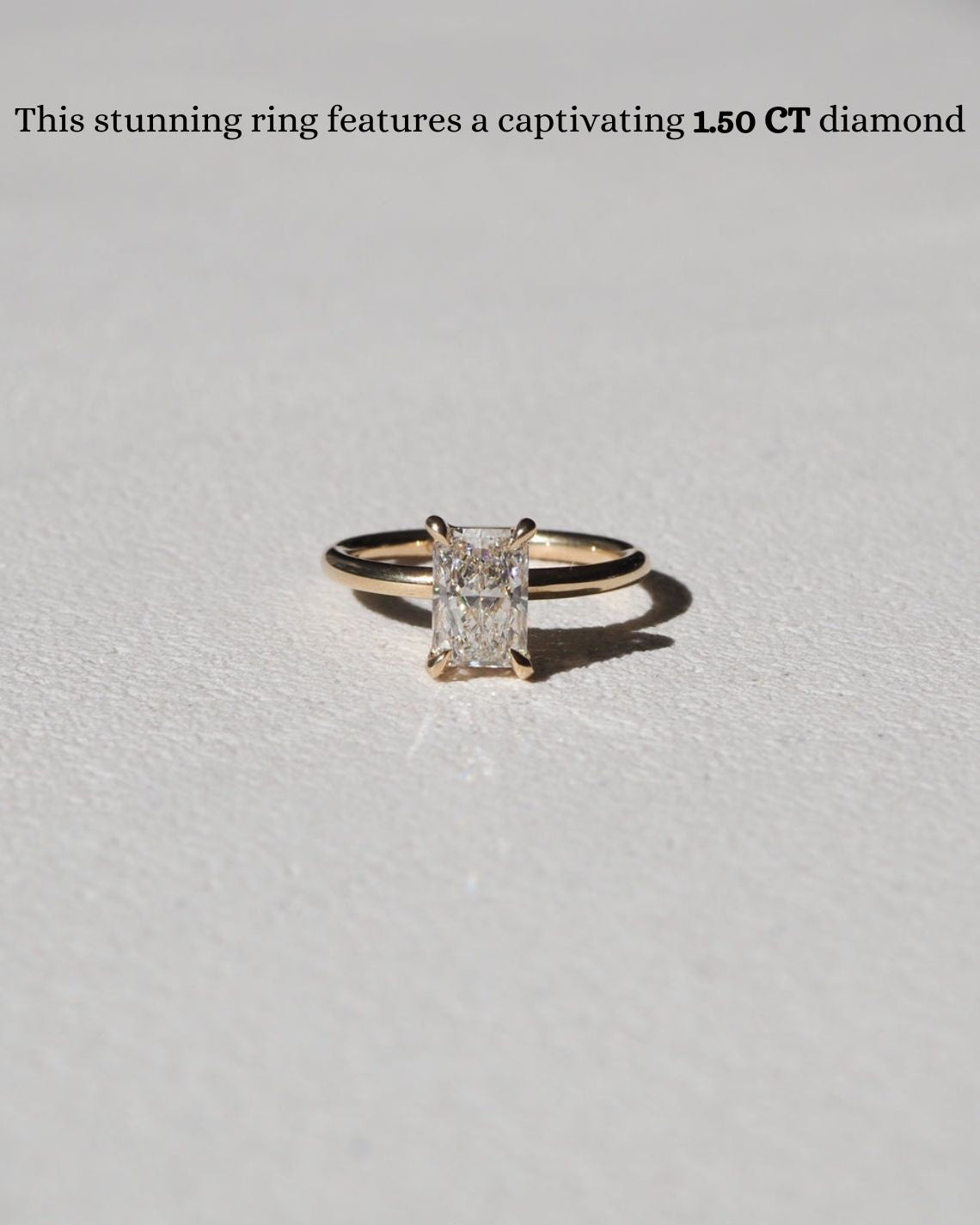 1.5 CT Radiant E/VS1 CVD Diamond Solitaire Engagement Ring
