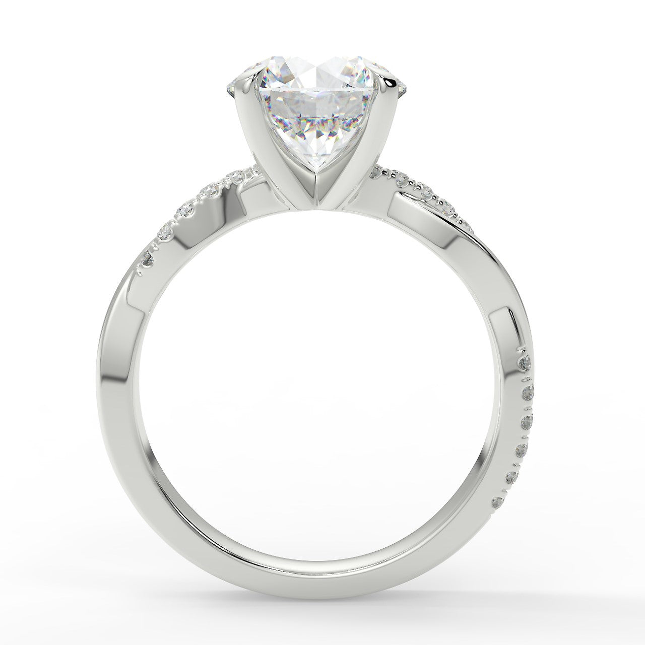 2.50 Carats Round Shape Moissanite Pave Engagement Ring