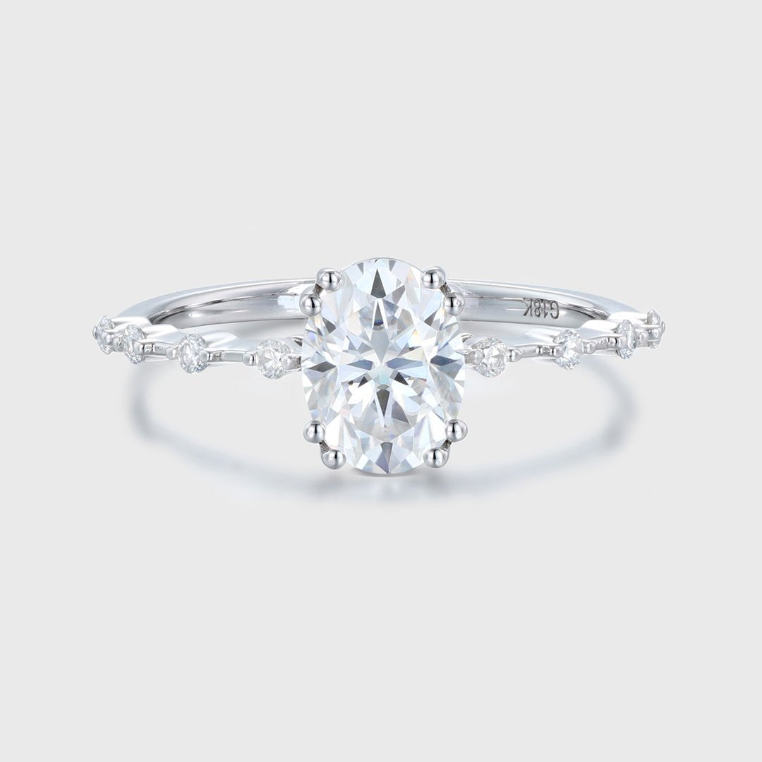 1.50 Carats Oval Shape Moissanite dainty Engagement Ring