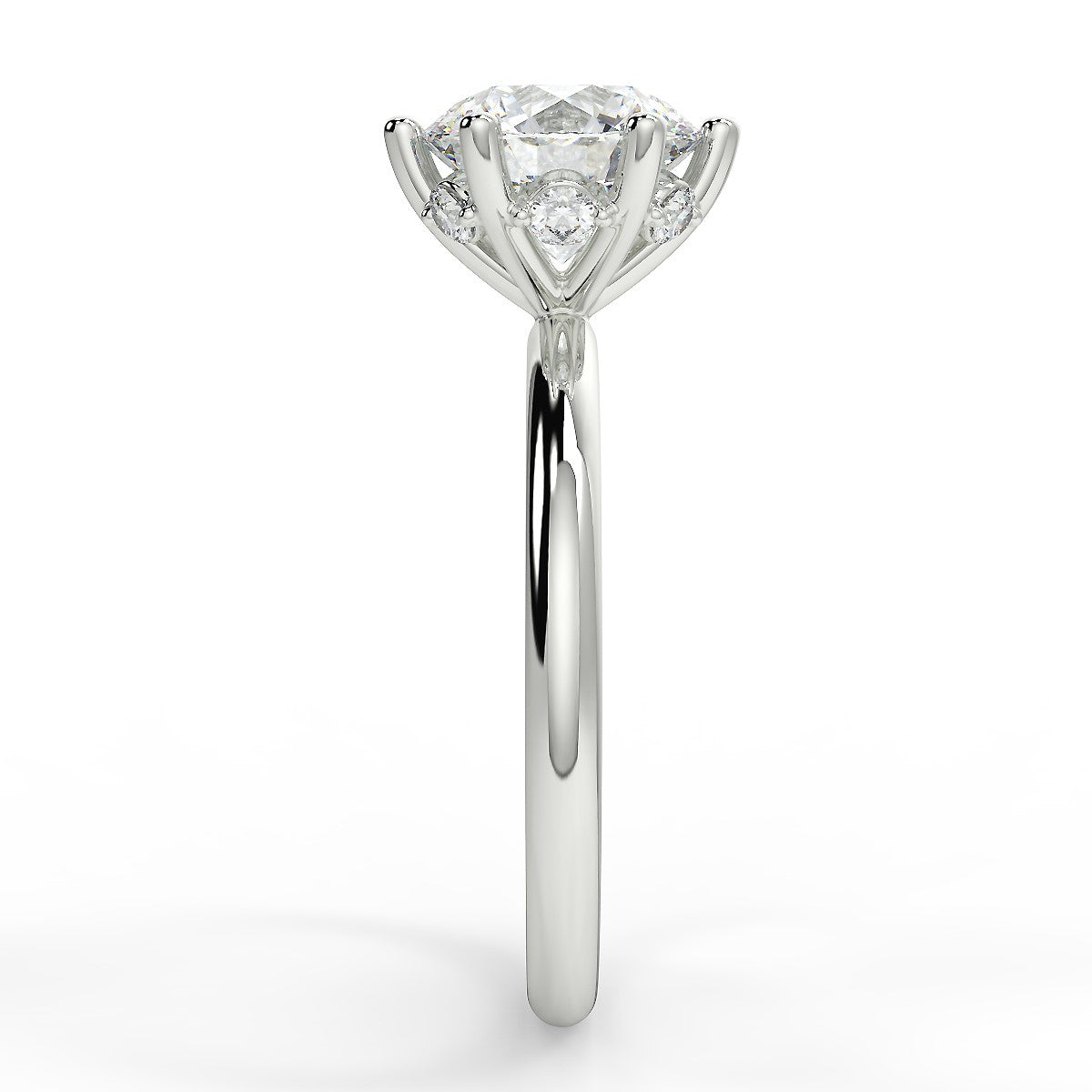 2.0 Carats Round Shape Moissanite Hidden Halo Engagement Ring