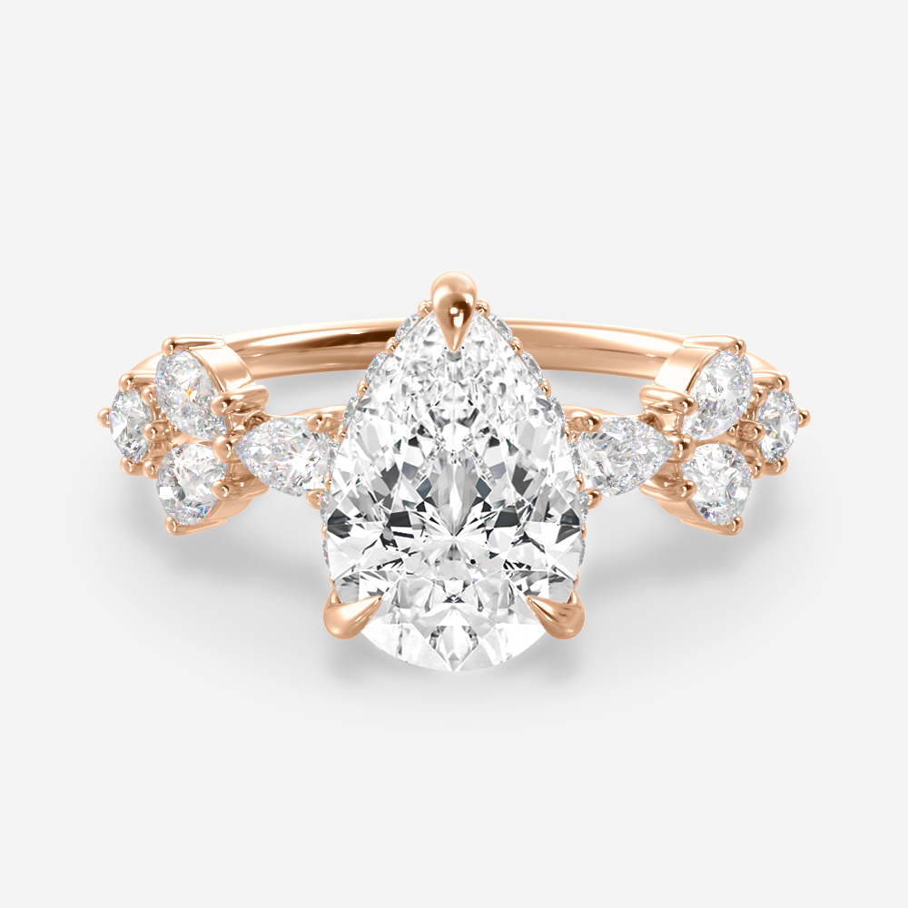 1.20 Carats Pear Shape Moissanite Hidden Halo Engagement Ring