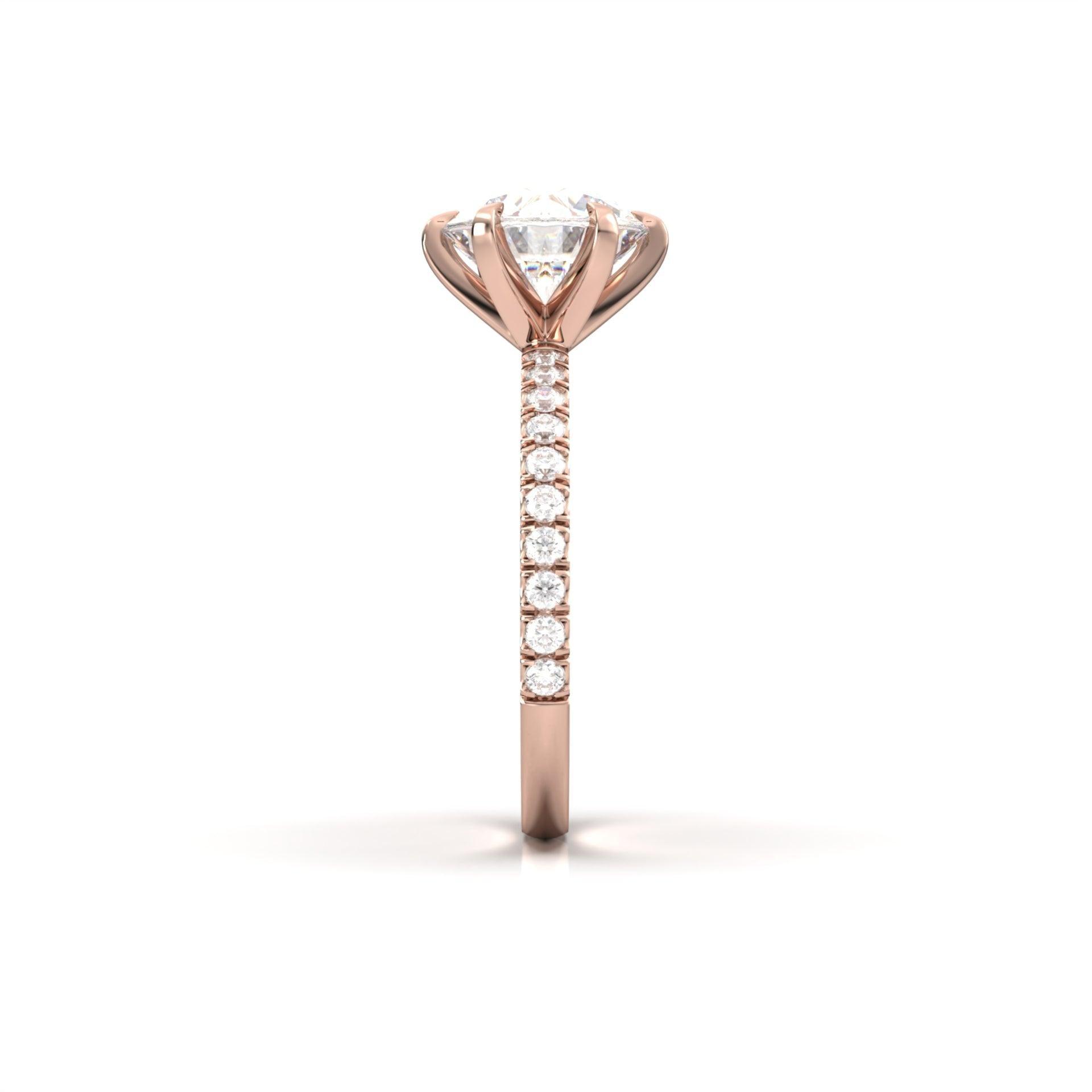 1.50 Carats Round Shape Moissanite Pave Engagement Ring