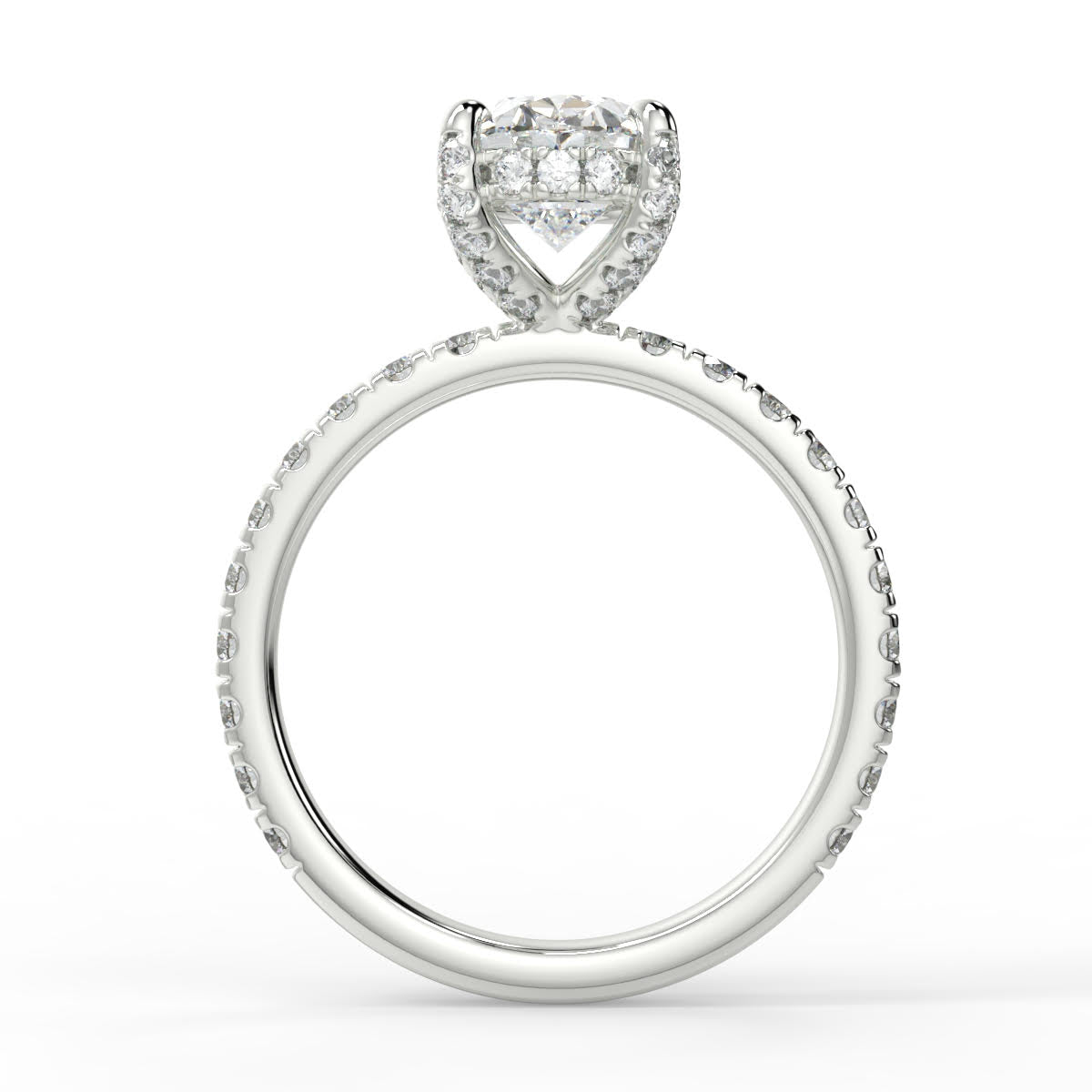 2.70 Carats Oval Shape Moissanite Hidden Halo pave Engagement Ring
