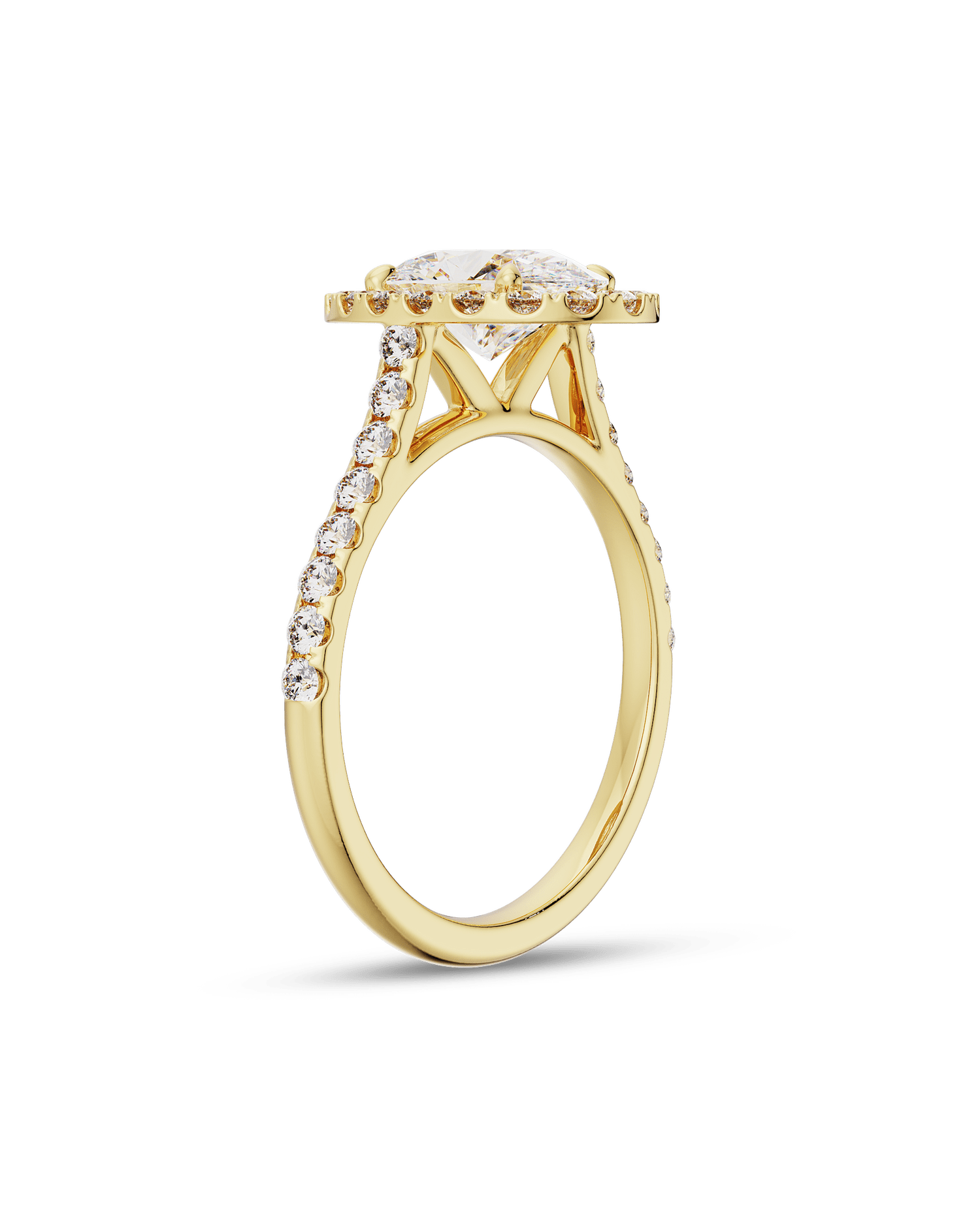 1.30 Carats Pear Shape Moissanite Halo & Pave Engagement Ring
