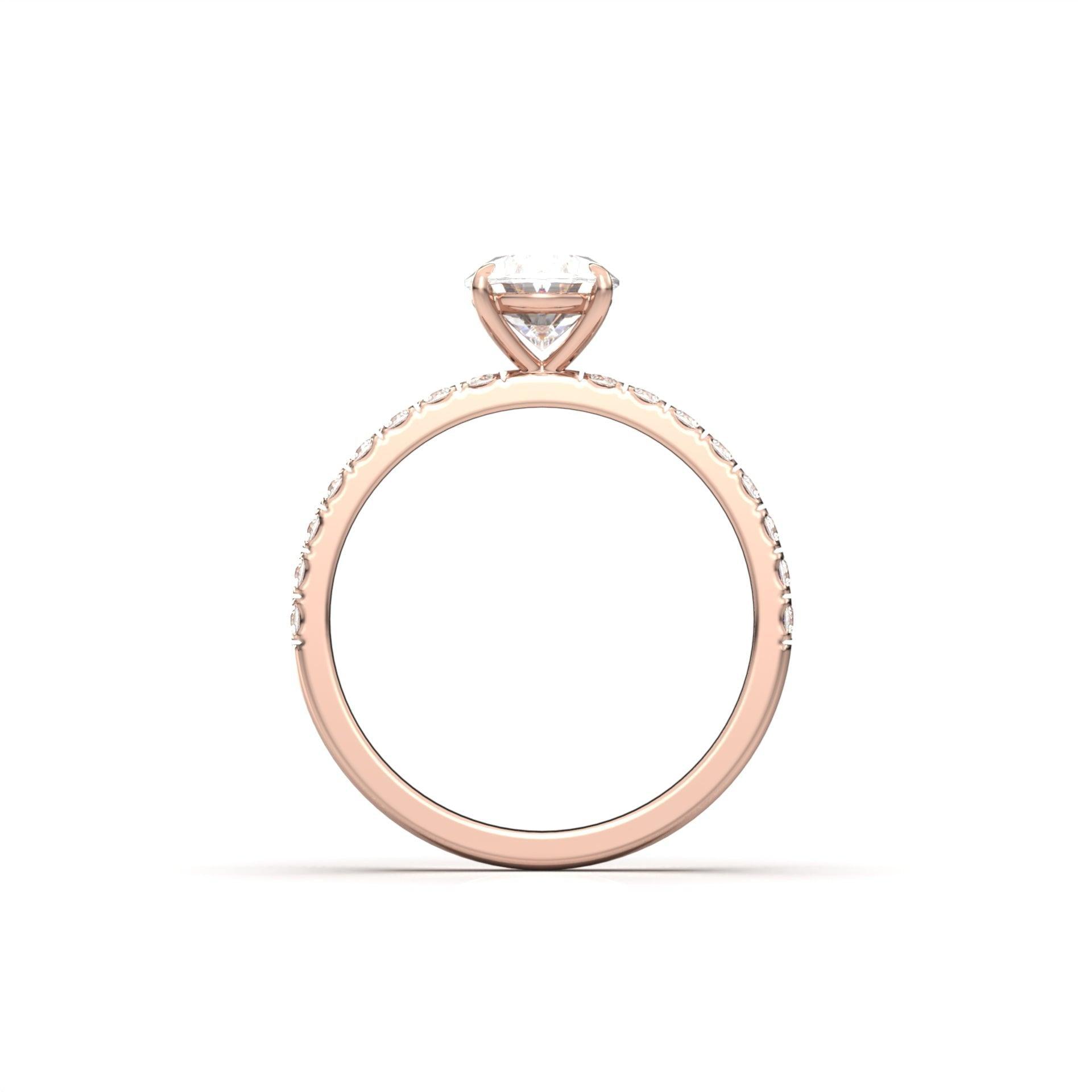 1.0 Carats Oval Shape Moissanite Pave Engagement Ring