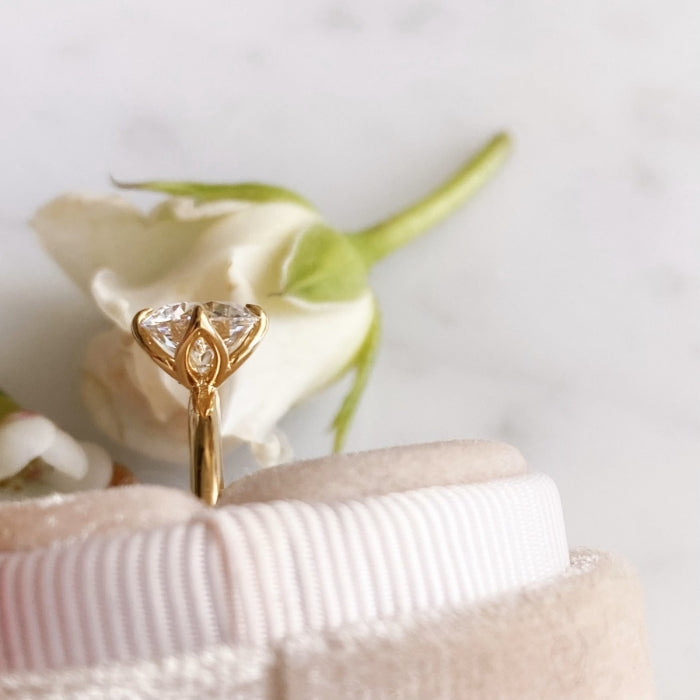 1.24 Carats Round Shape Moissanite Solitaire Engagement Rin