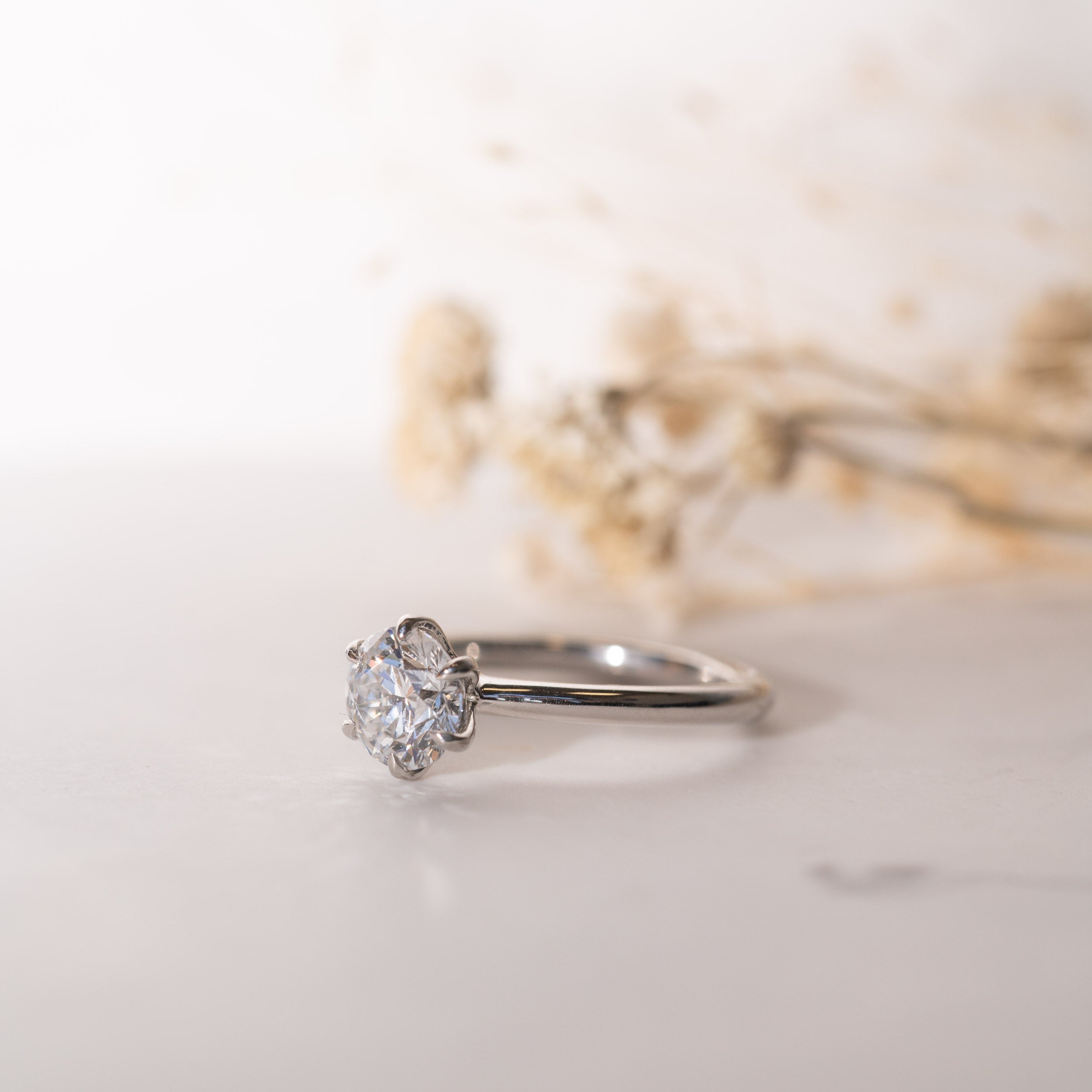 1.25 Carats Round Shape Moissanite Solitaire Engagement Ring