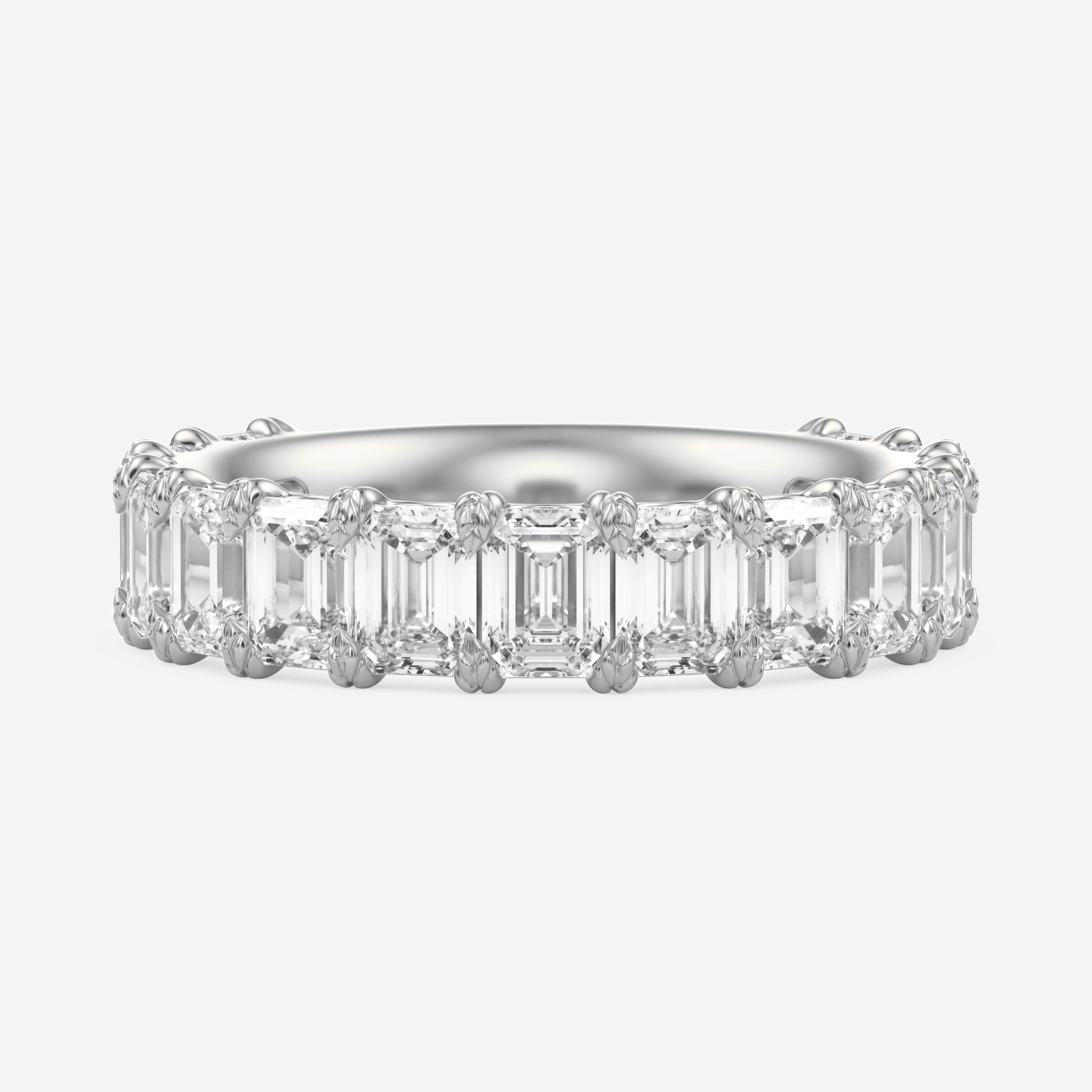 3 Carats Moissanite Emerald Shape Wedding Band