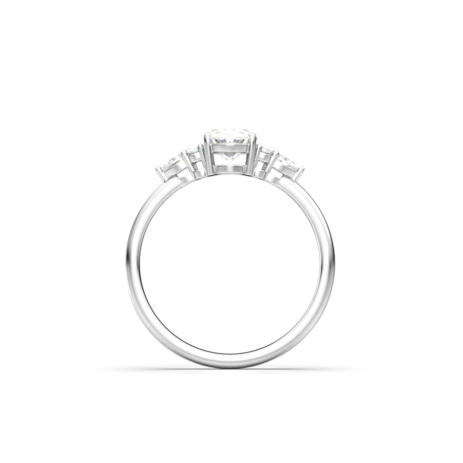 1.0 Carats Oval Shape Moissanite Cluster Engagement Ring