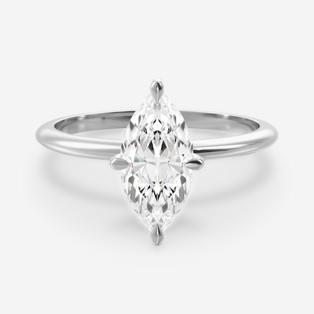 1.0 Carats Marquise Shape Moissanite Solitaire Engagement Ring