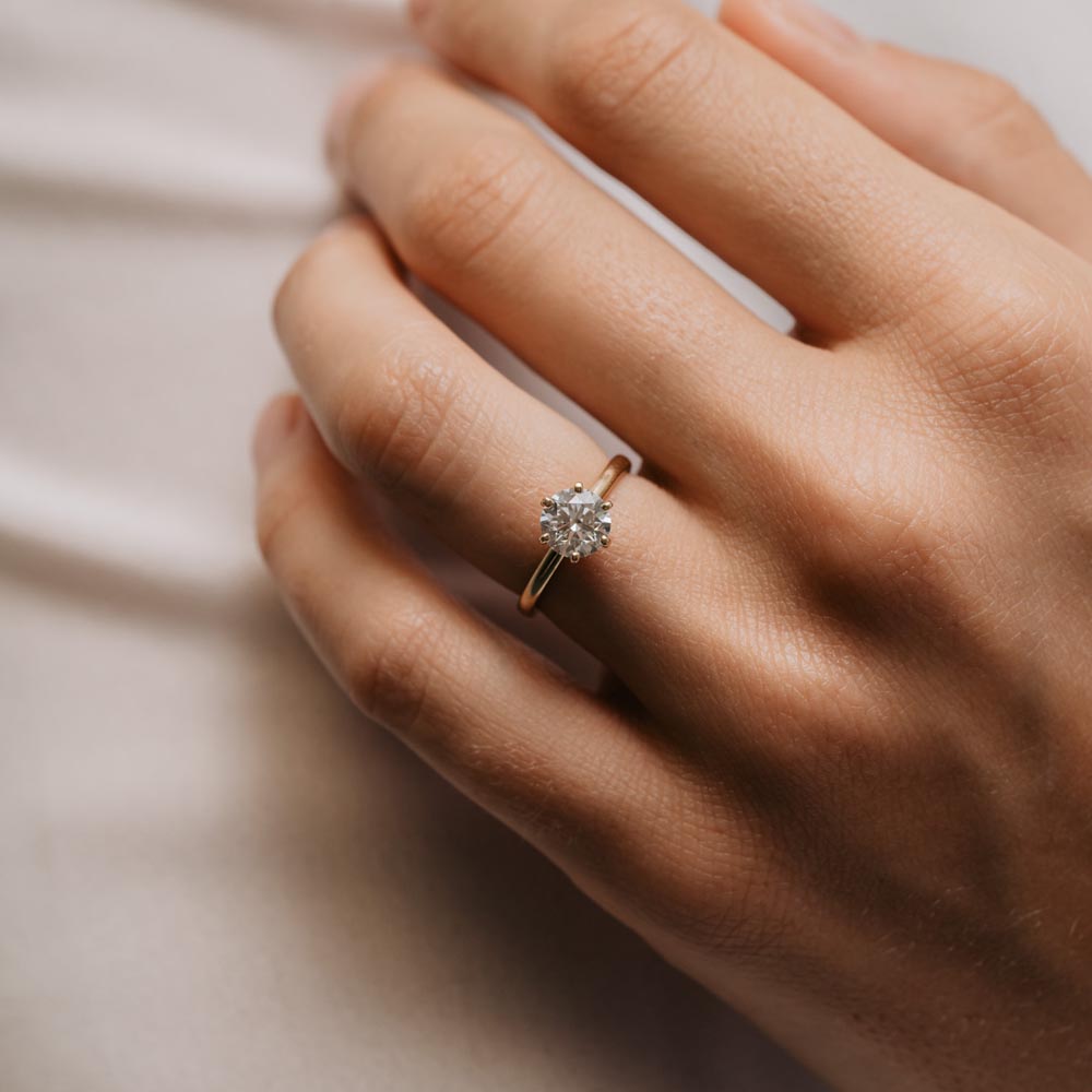 1.25 Carats Round Shape Moissanite Solitaire Engagement Ring