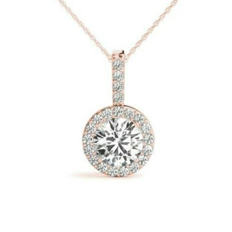 0.15 Carats Round Shape Moissanite Halo Necklace