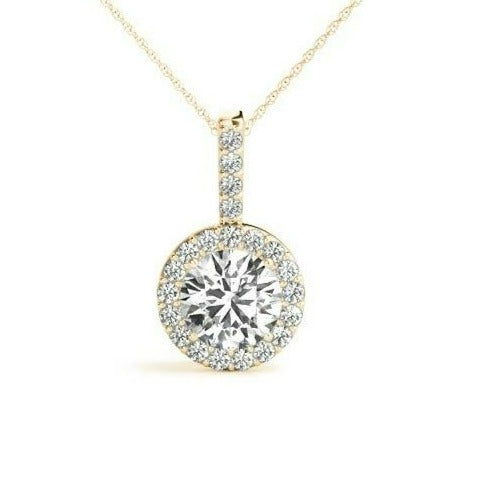 0.15 Carats Round Shape Moissanite Halo Necklace