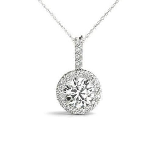 0.15 Carats Round Shape Moissanite Halo Necklace