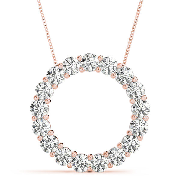 2.0 Carats Round Shape Moissanite Circle Pendant Necklace