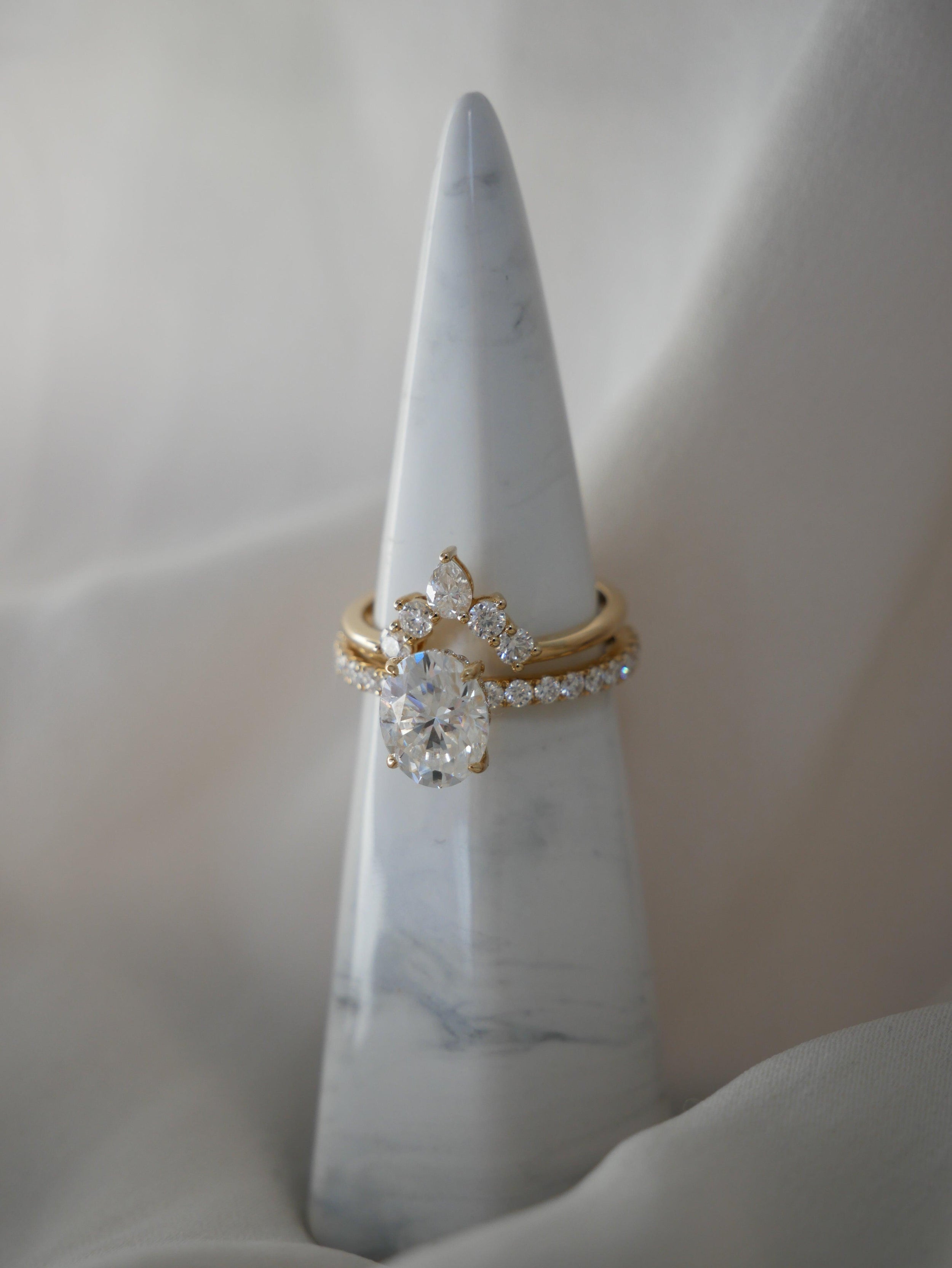 1.0 Carats Oval Shape Moissanite Pave Engagement Ring