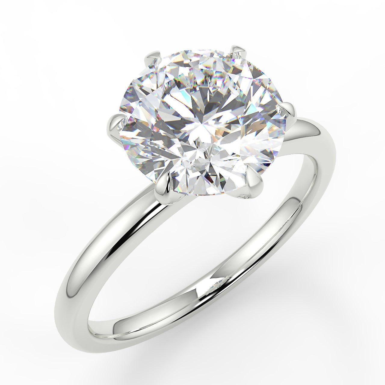 2.0 Carats Round Shape Moissanite Solitaire Engagement Ring